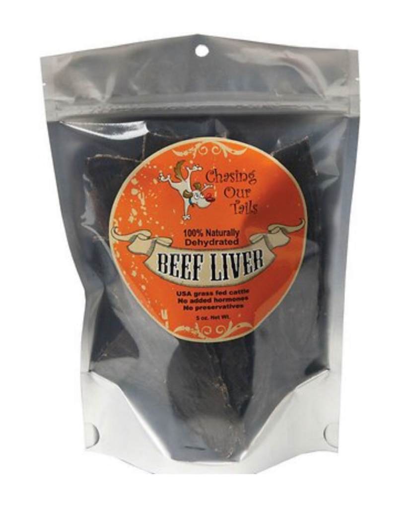 Simply Single Dehydrated Beef Liver Dog Treats, 5oz bag Chasing our